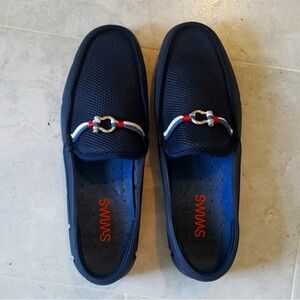 Swims Navy Boat Shoes with Red and White Details